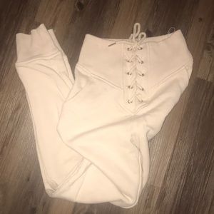 Cream Skinny High Waisted Joggers